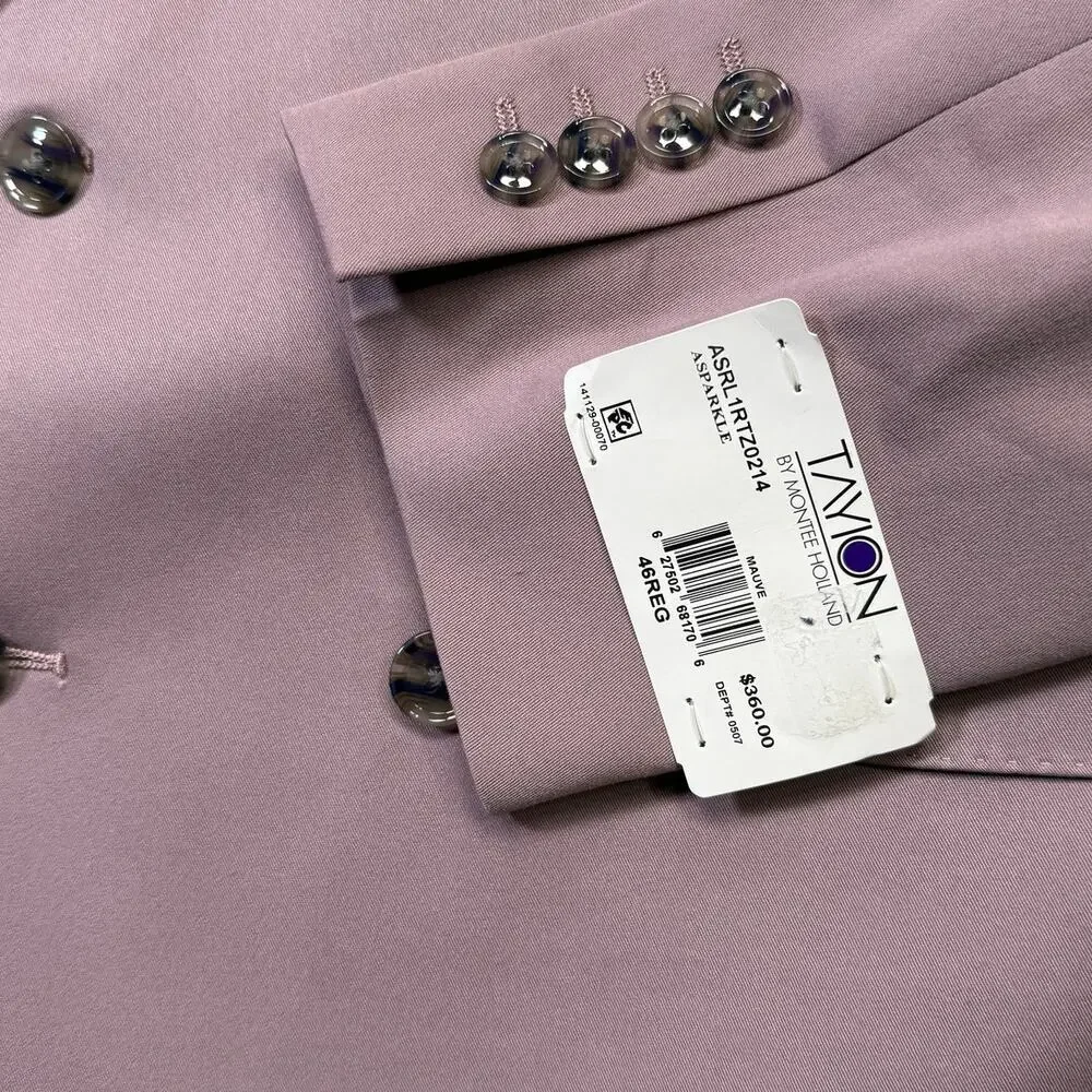 Tayion Men's Classic Fit Double-Breasted Suit Jacket Mauve, 46R $360